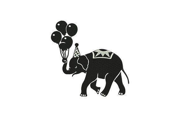 Birthday Elephant Embroidery Design