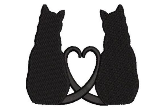 Cats in Love Embroidery Design