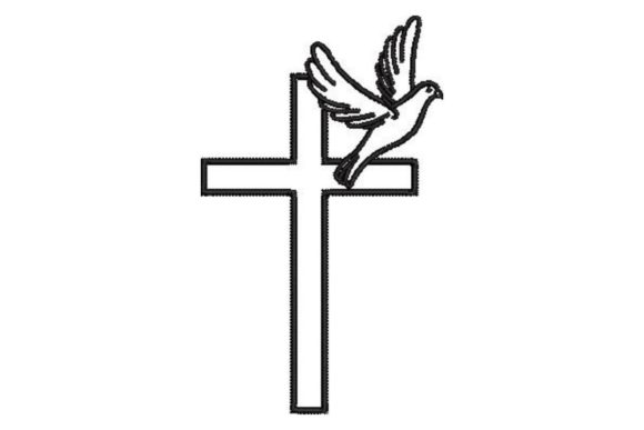 Cross with a Dove: A Spiritual Embroidery Design