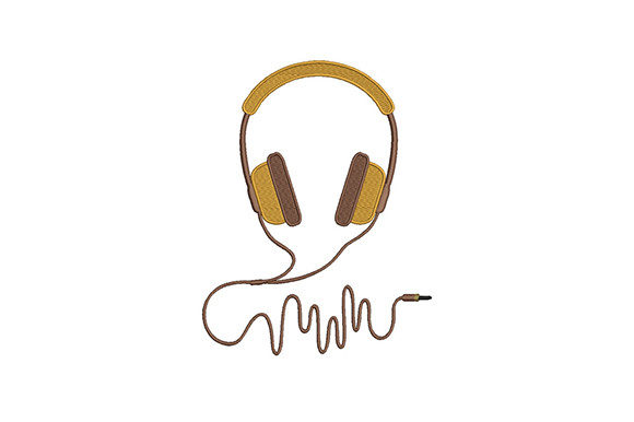 Headphones Cord Embroidery Design