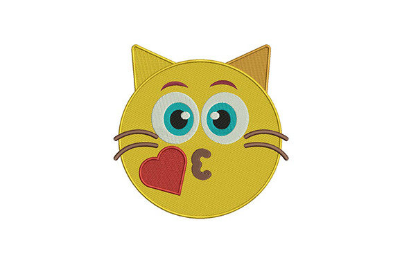 Kissing Cat Emoji Embroidery