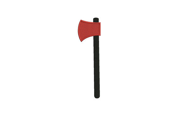 Wooden Firefighter Axe Embroidery Design